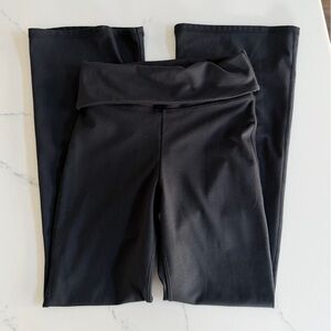 Abercrombie Kids High-rise, Fold-Over Top, Black Flare Leggings